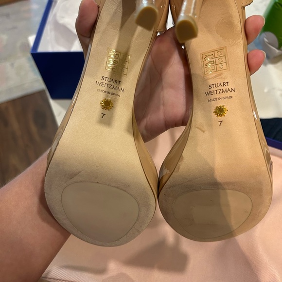NIB Stuart Weitzman Disco Patent Nude Leather Sandal - Picture 10 of 10
